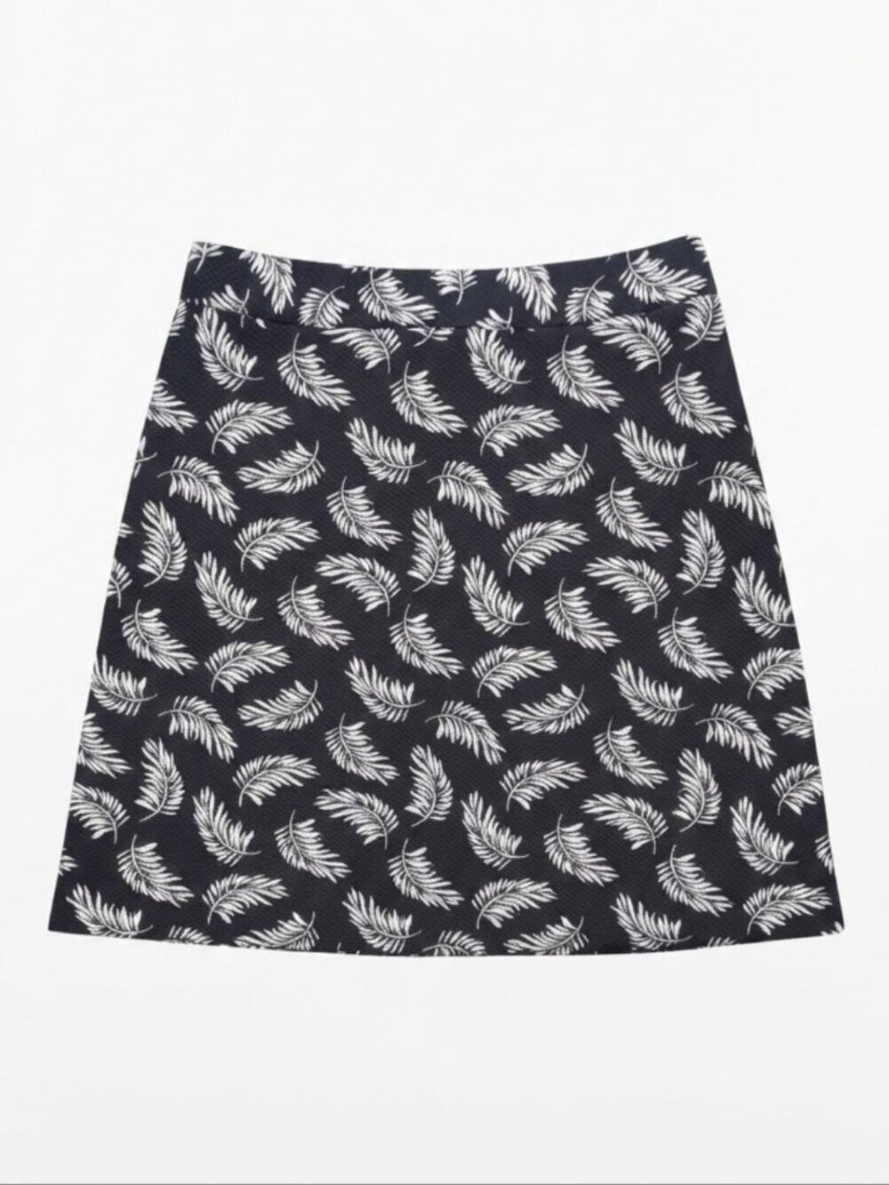H&M Leaf Print Mini Skirt Womens Size XS Black White Skater A-line Tropical